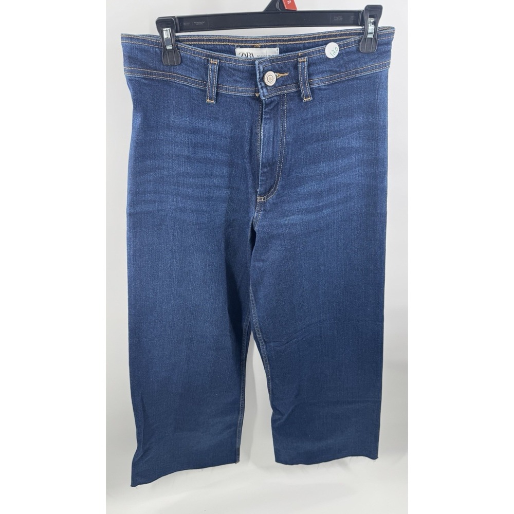 Zara Straight Medium Wash Blue Denim Women's Jeans Regular Fit Mid Rise